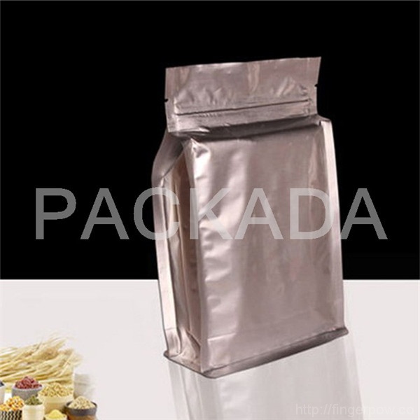 kraft paper metalized PET box bottom rippa zipper coffee pouch