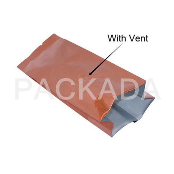 plastic foil side gusset valve bag for coffee bean